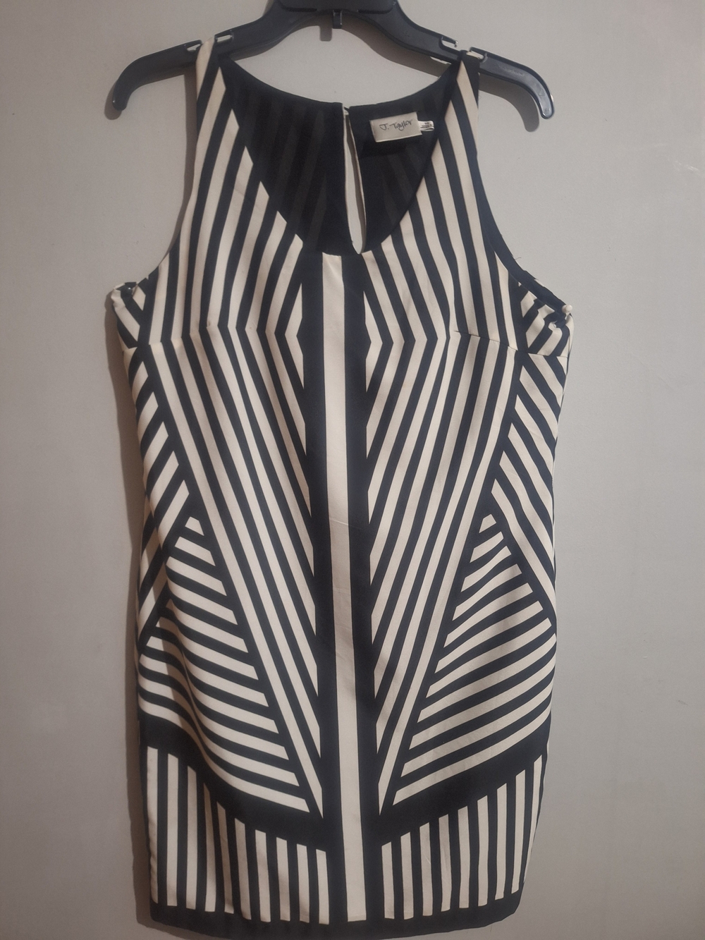 Geometric Striped Sleeveless Camisole Dress - Black & White